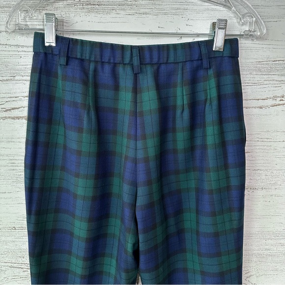 PENDLETON Blackwatch Plaid 100% Virgin Wool High Rise Straight Leg Pants 2P - Picture 4 of 11